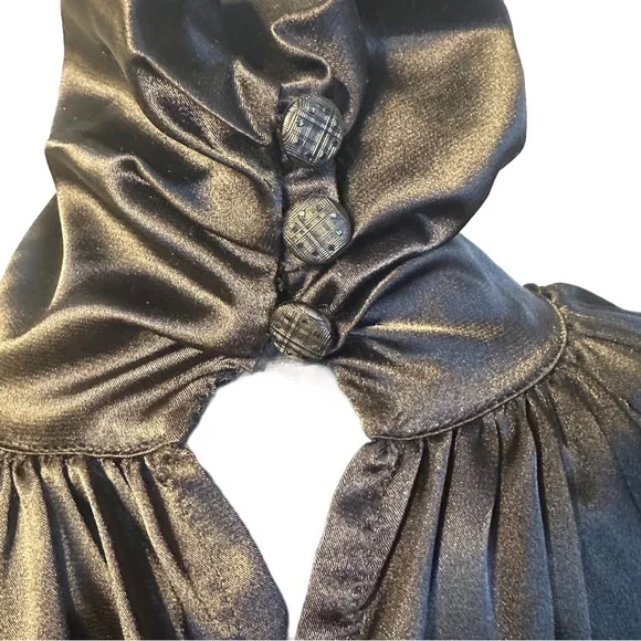 🖤Y2K Black Satin High-Neck Blouse | Adjustable Collar 🖤 - Picture 12 of 14